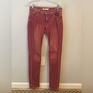 M2F Slim fit skinny leg distressed red size 28. Like new - barely worn